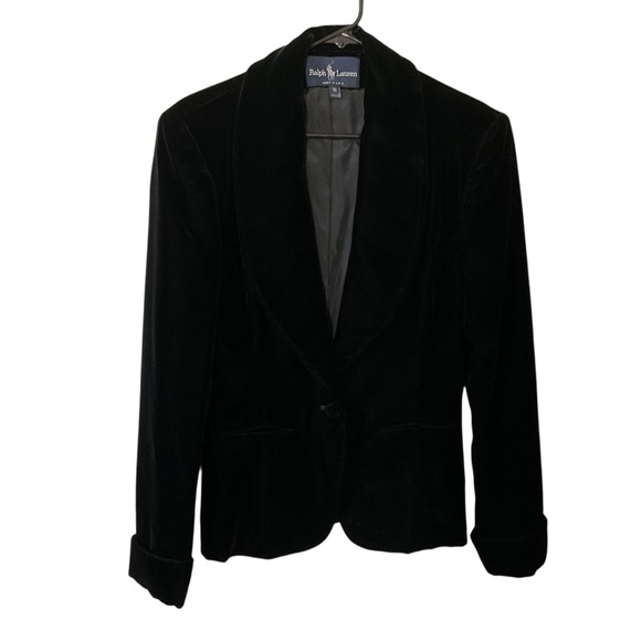 Ralph Lauren Black Velvet Blazer Jacket Women’s Size 10 - Picture 5 of 10